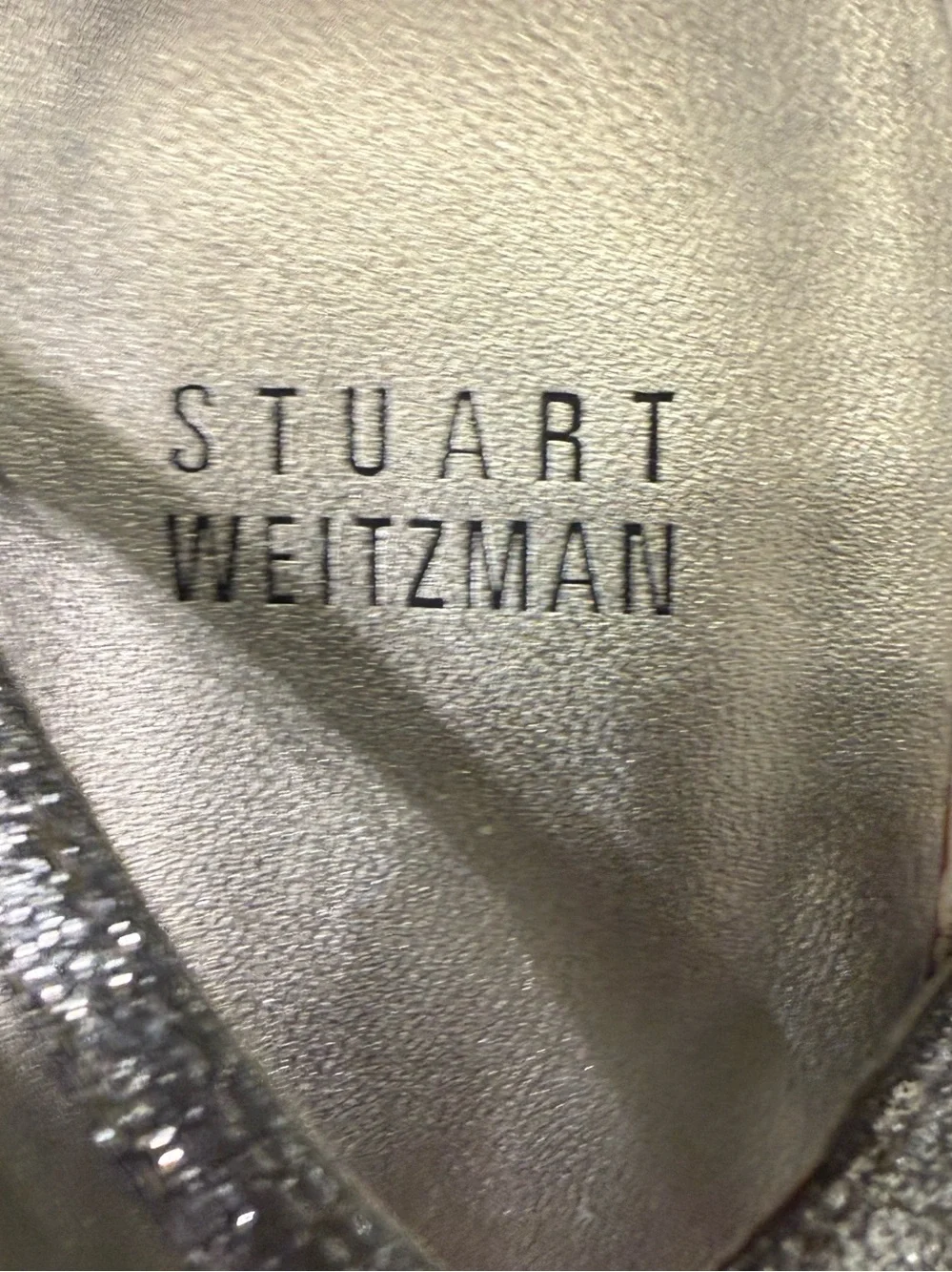 Stuart Weitzman Silver Glitter Espadrille Wedge Sandals Size 8M